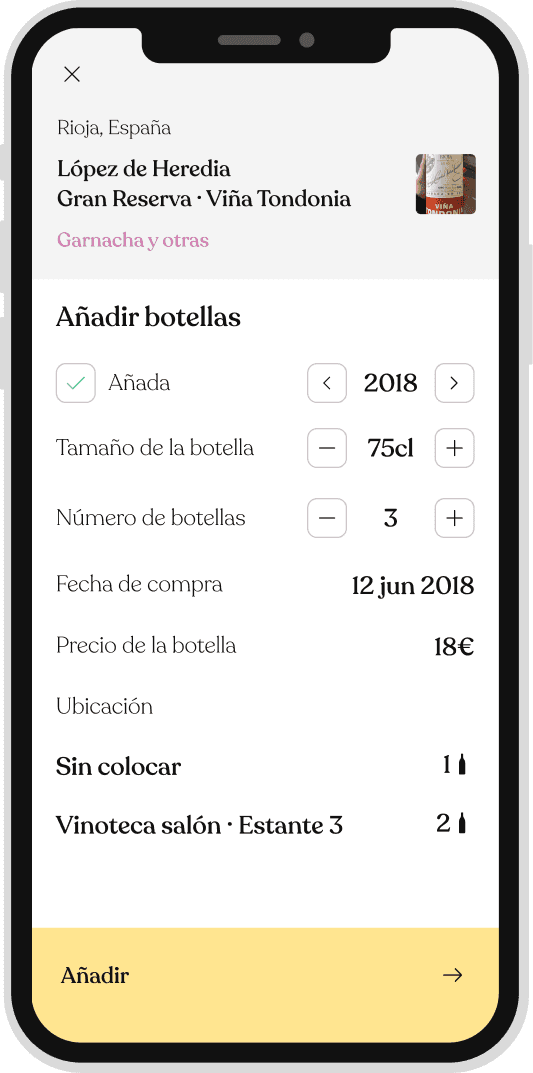 Añade vinos rápidamente